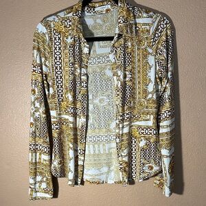 Timing Gold and Brown Patterned Blouse